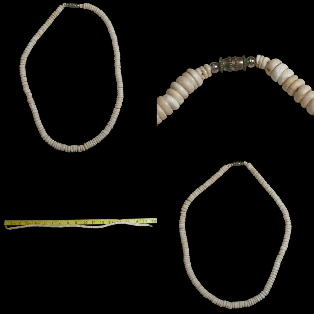Vintage Genuine Hawaiian Puka Shell Necklace 8mm Surfer 17.5 Maui Barrel Clasp